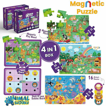 4 in 1 Animal Magnetic Puzzle & Sudoku